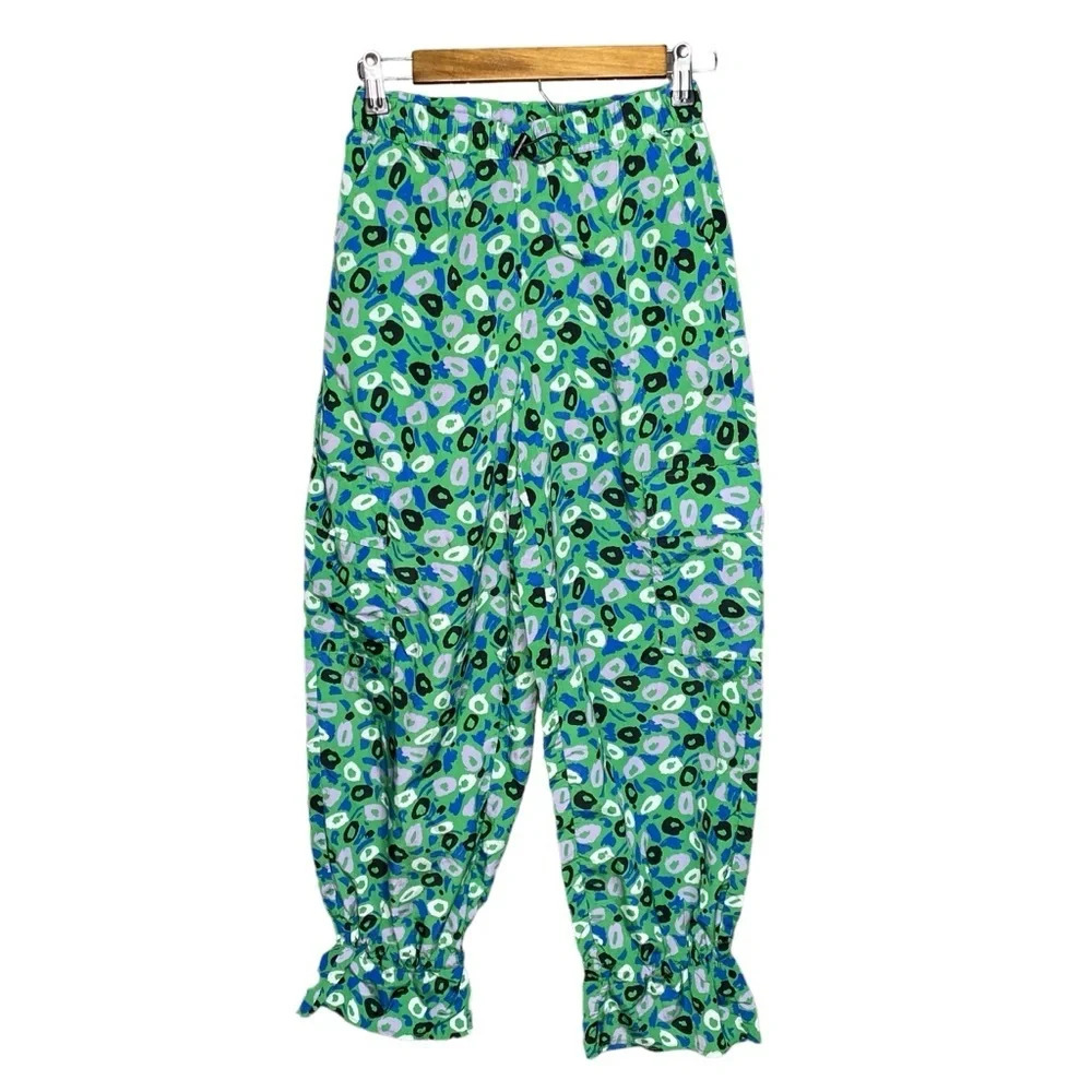 Diane Von Furstenberg for Target leopard Green High Waist nylon Pants Size XS